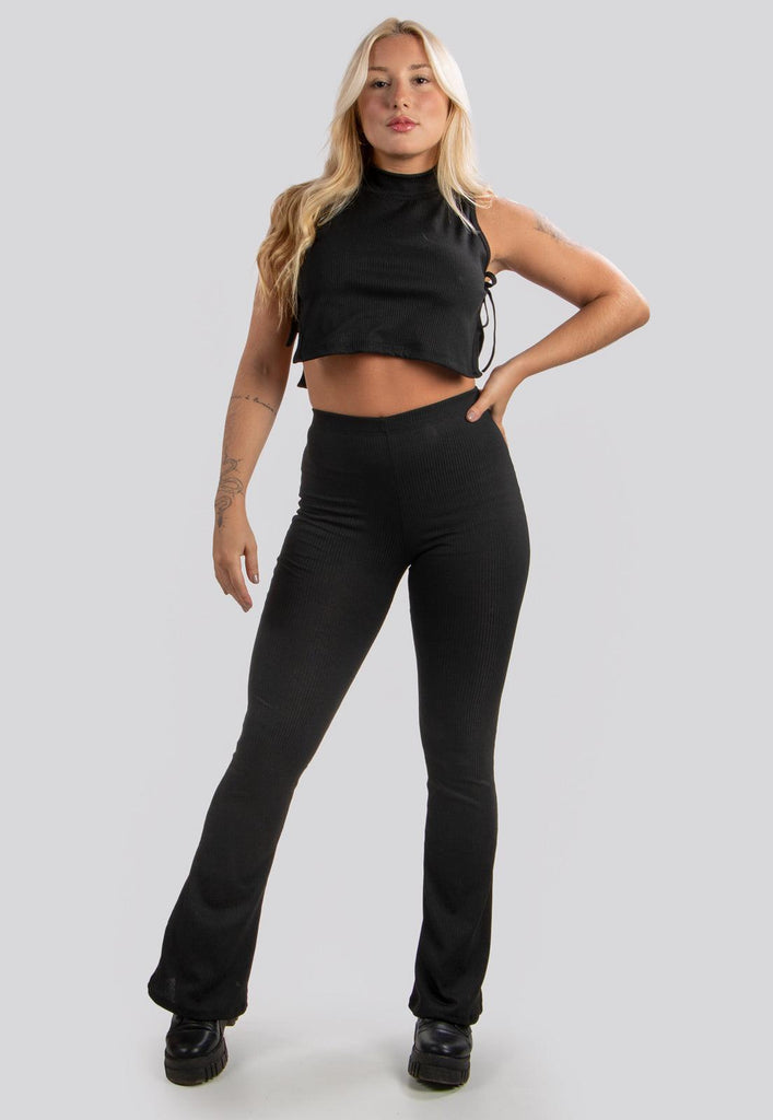 Cropped Blusa Amarração Na Lateral Golinha Diluxo Ribana Canelado - Diluxo