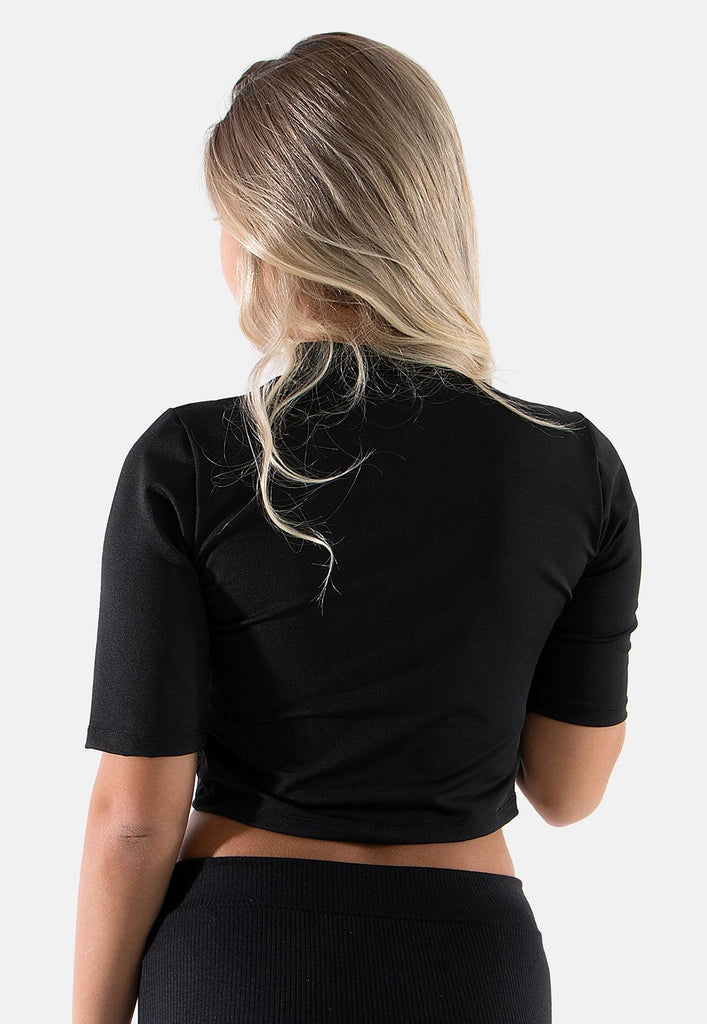 Blusa Cropped Manga Curta Gola Alta Suplex - Diluxo