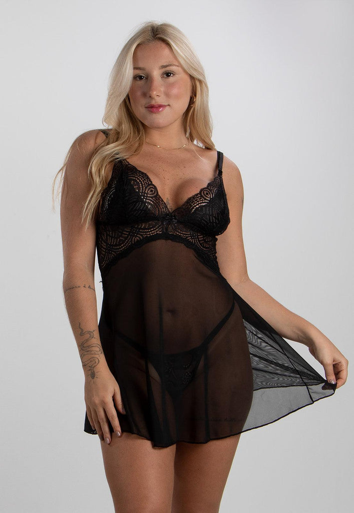 Camisola Tule Preta - Diluxo