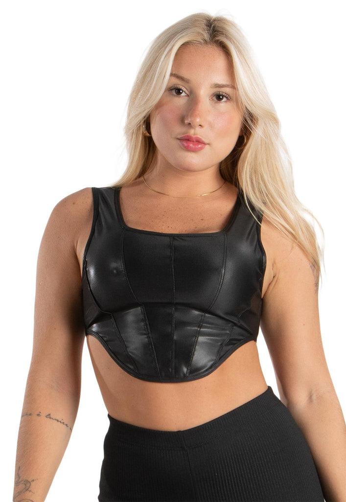 Cropped Corset Diluxo Brilhoso Blogueira Moda - Diluxo