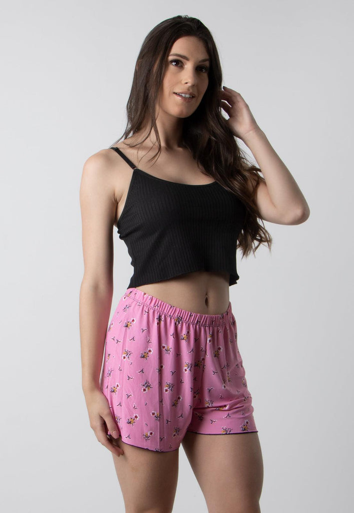 Pijama Feminino Cropped Short Doll Estampado - Diluxo