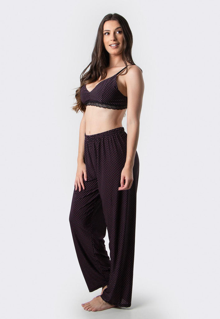 Pijama Longo Feminino Calça e Top Cropped Estampas Variadas - Diluxo