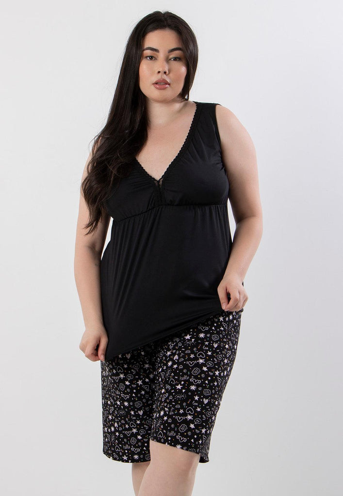 Pijama Plus Size Pescador Blusa Sem Manga Estampas Sortidas - Diluxo