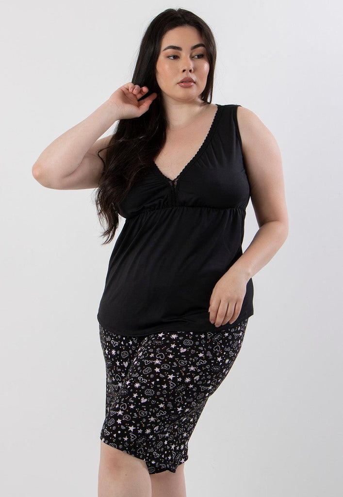 Pijama Plus Size Pescador Blusa Sem Manga Estampas Sortidas - Diluxo