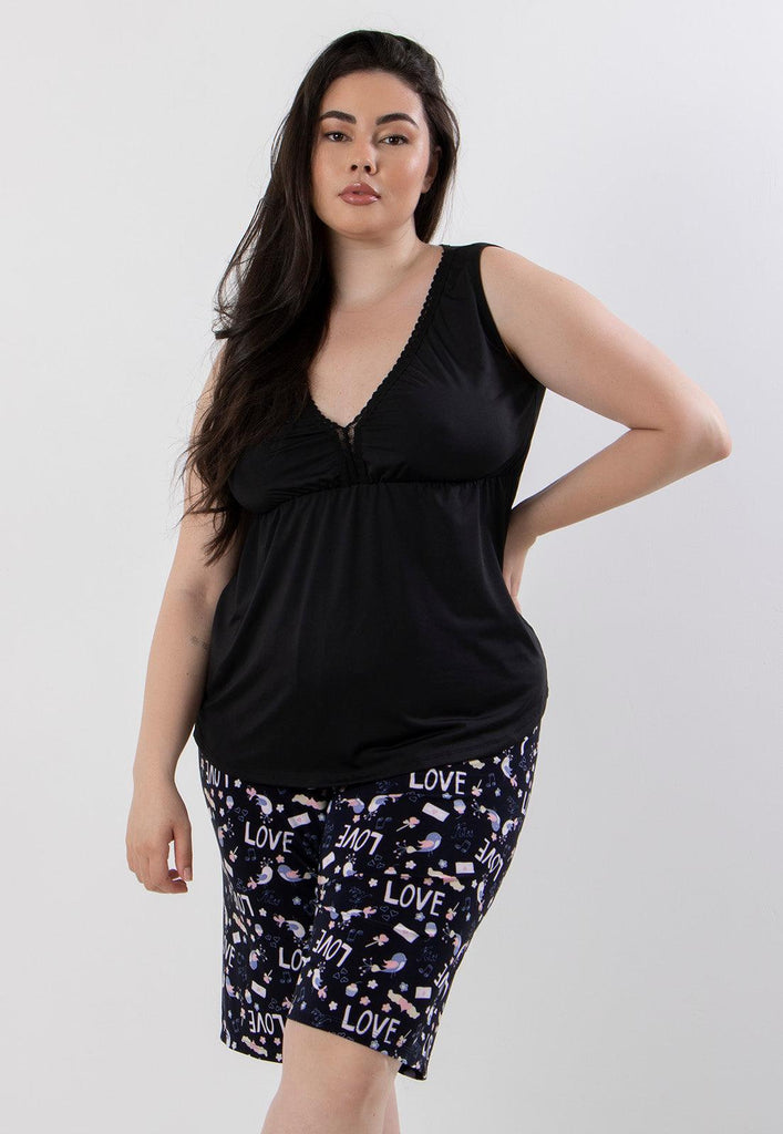 Pijama Plus Size Pescador Blusa Sem Manga Estampas Sortidas - Diluxo