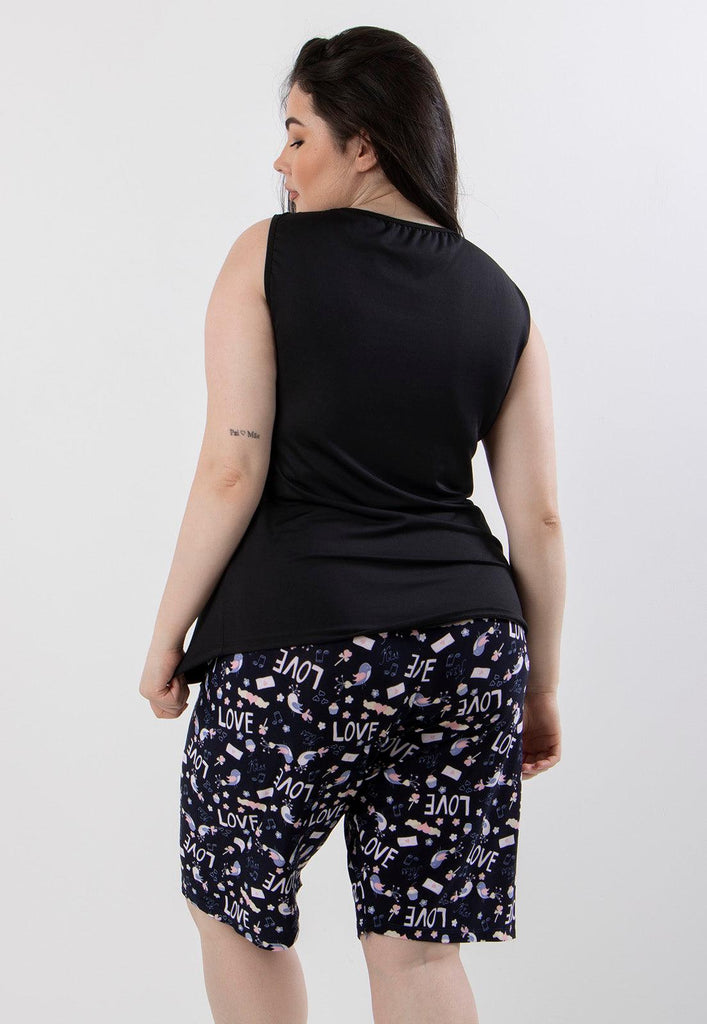 Pijama Plus Size Pescador Blusa Sem Manga Estampas Sortidas - Diluxo