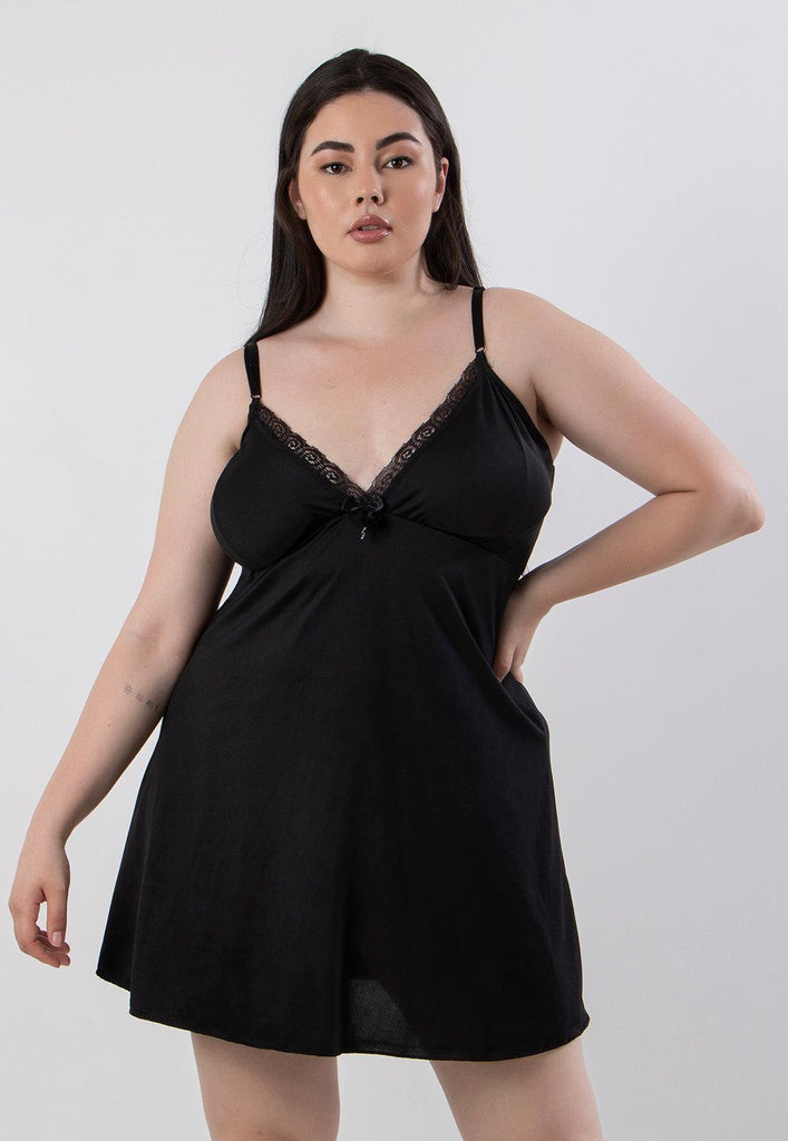 Camisola Plus Size Liganete Lisa Detalhe em Renda - Diluxo