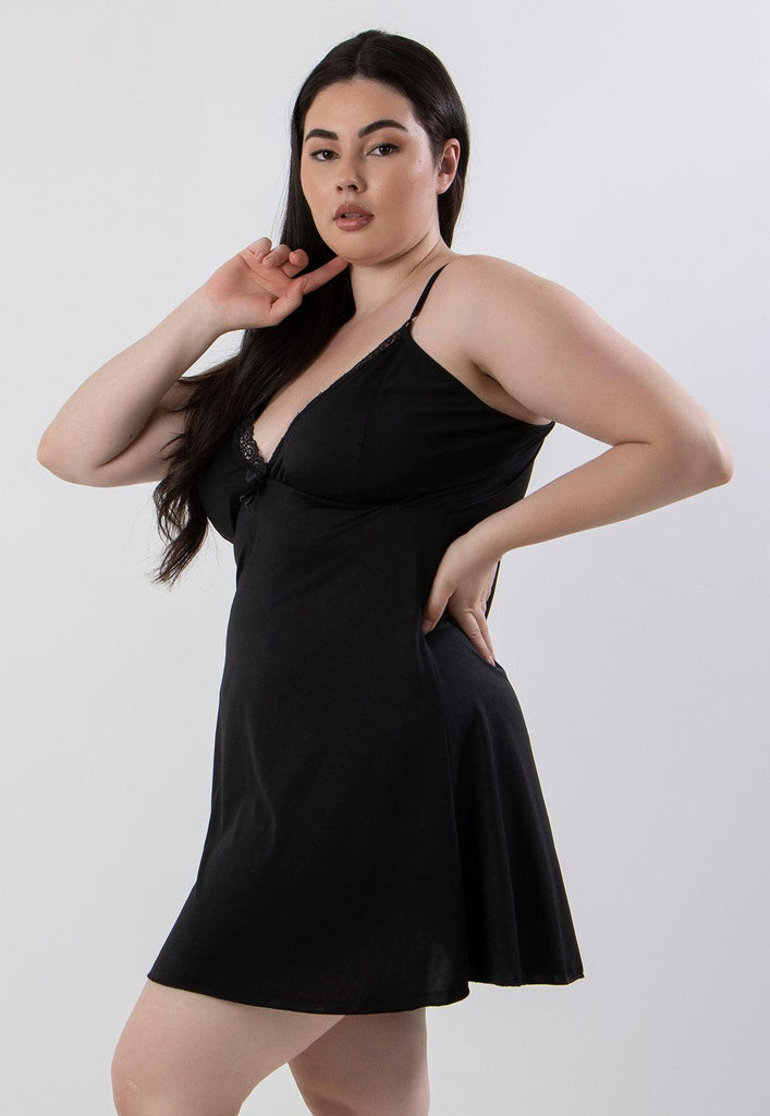 Camisola Plus Size Liganete Lisa Detalhe em Renda - Diluxo