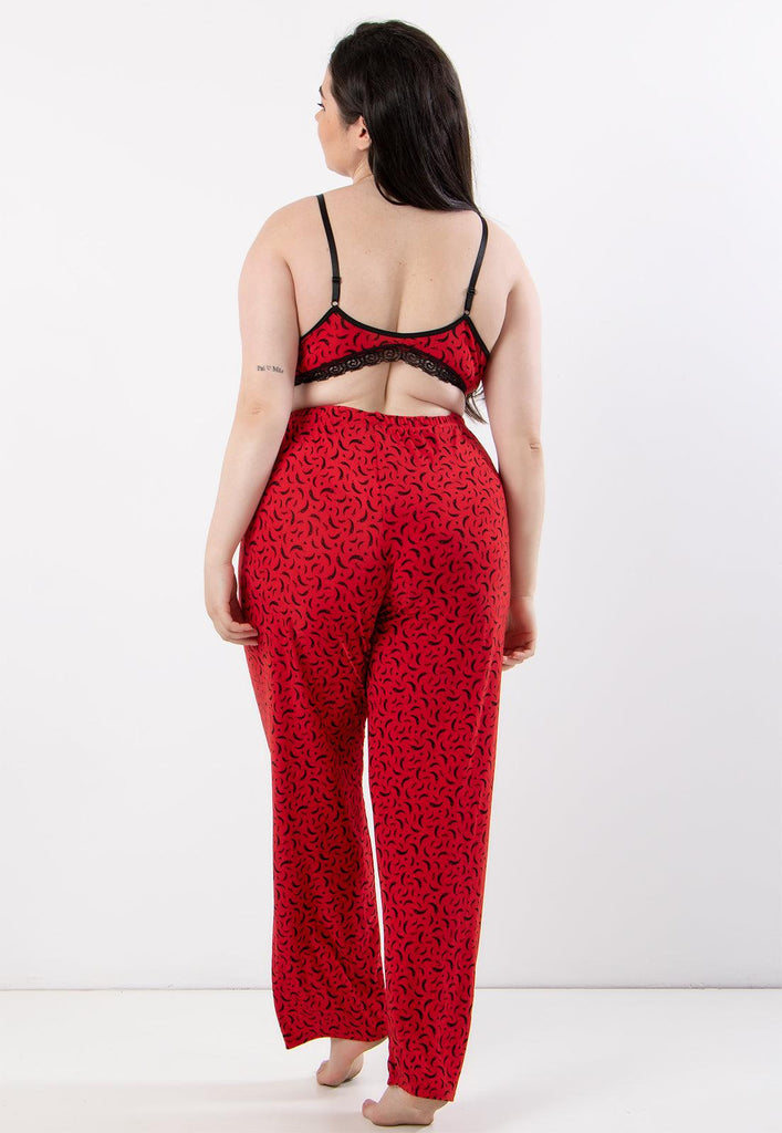 Pijama Longo Plus Size Feminino Calça e Top Cropped Estampas Variadas - Diluxo