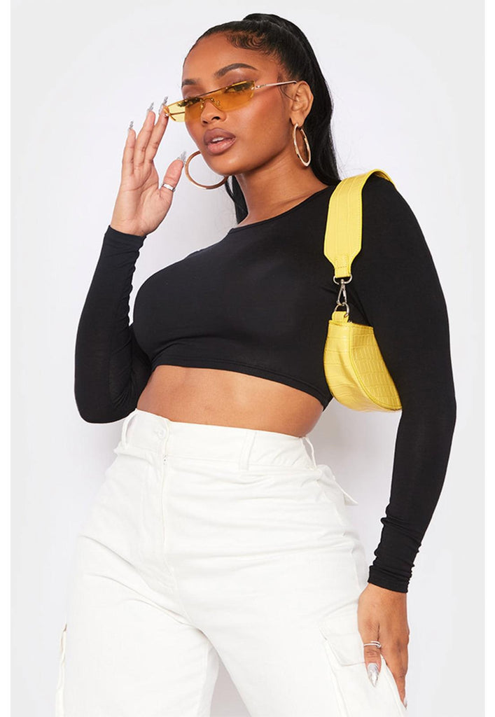 Cropped Maitê Manga Longa Decote nas Costas Ribana - Diluxo