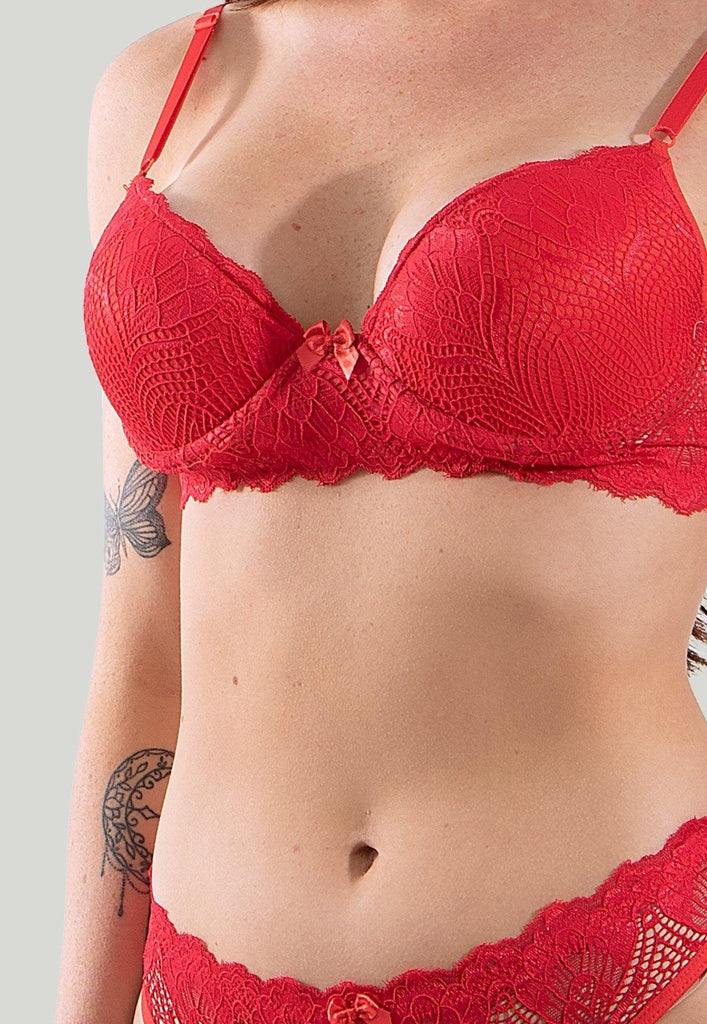 Conjunto Com Bojo Rendado Lingerie Basica Linha Noite